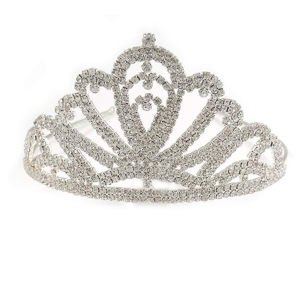 2541 Statement Bridal/Wedding/Prom Rhodium Plated Austrian Crystal Tiara